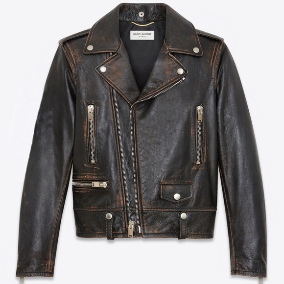 Saint Laurent Women's Dark Brown Leather Motorcycle Jacket SIZE 36 - Picture 1 of 3